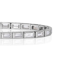 5.92ct Baguette Cut Diamond Bezel tennis Bracelet in 18k White Gold