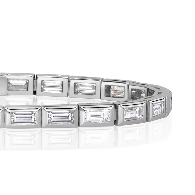 5.92ct Baguette Cut Diamond Bezel tennis Bracelet in 18k White Gold