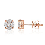 0.50ct Illusion Round Diamond Stud Earrings in 18k Rose Gold