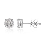 0.50ct Illusion Round Diamond Stud Earrings in 18k White Gold