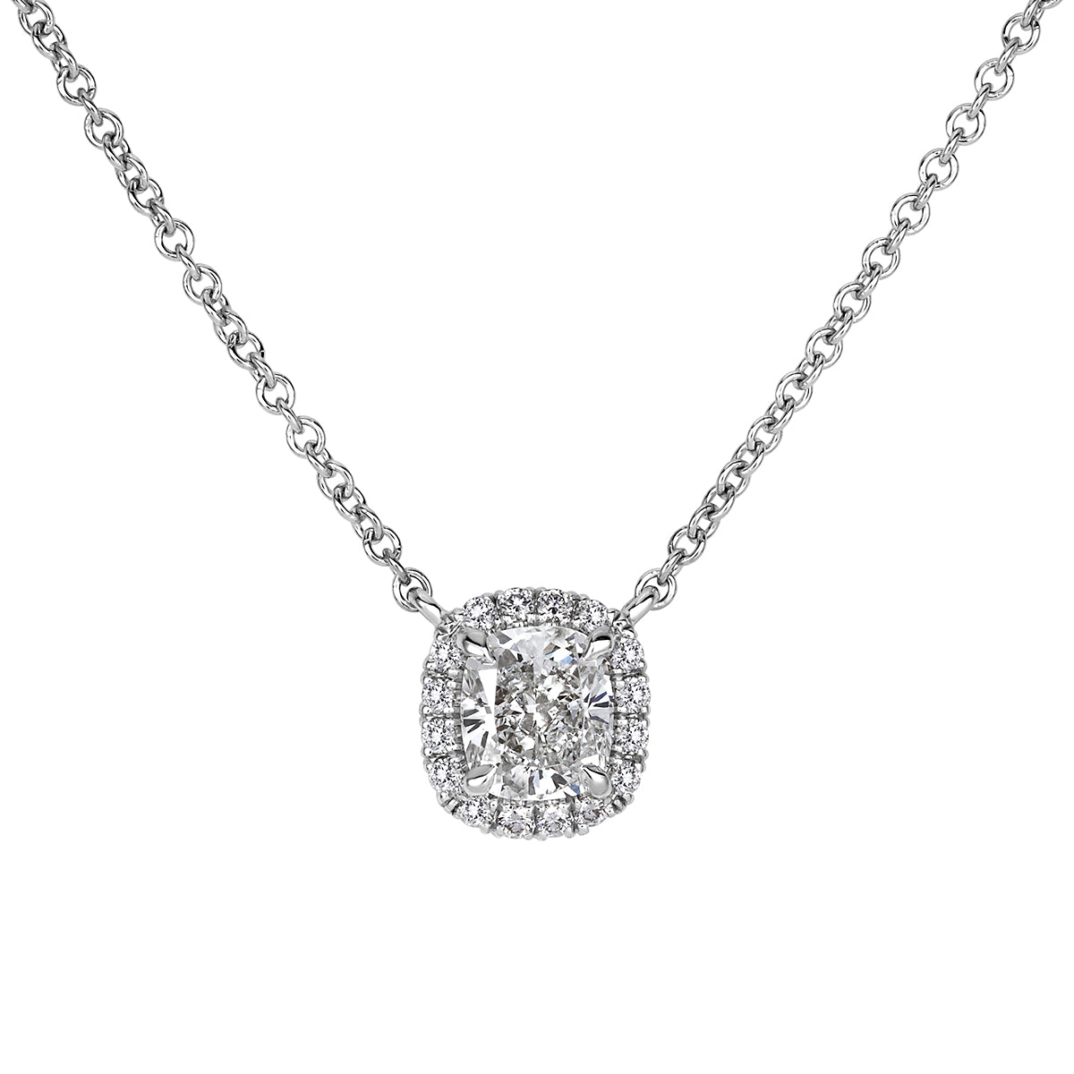 0.79ct Cushion Cut Diamond Pendant in 18k White Gold