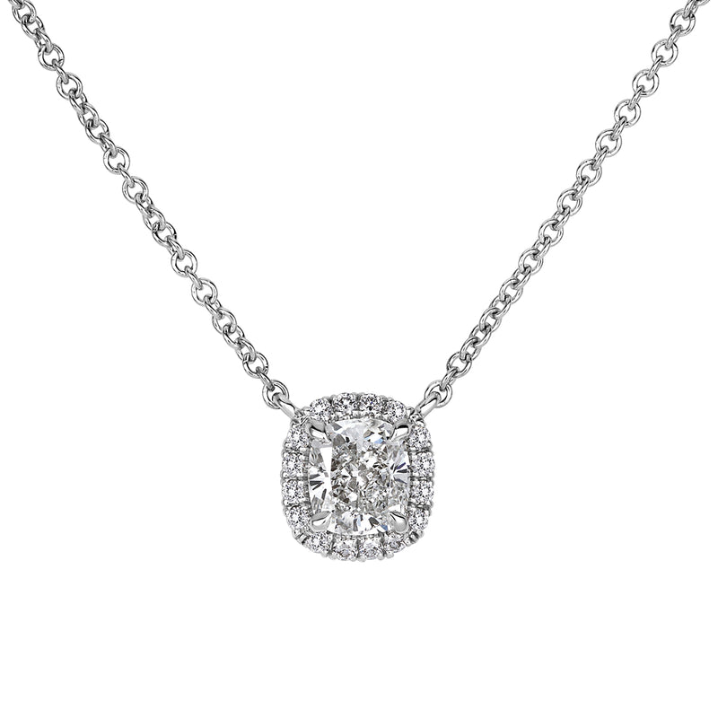 0.79ct Cushion Cut Diamond Pendant in 18k White Gold