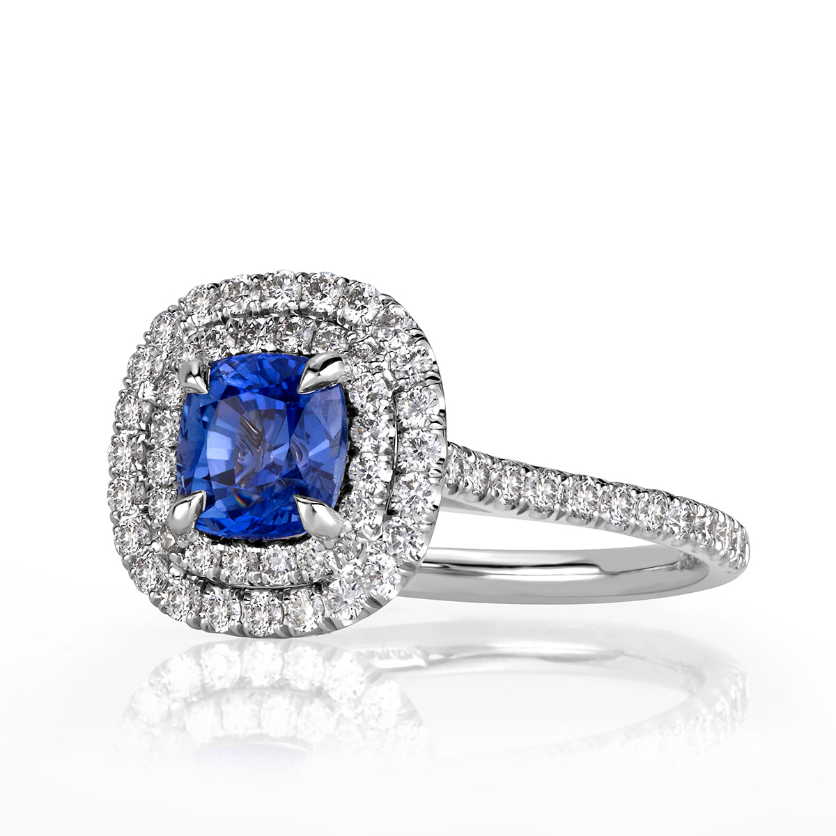 1.78ct Cushion Cut Sapphire and Diamond Engagement Ring