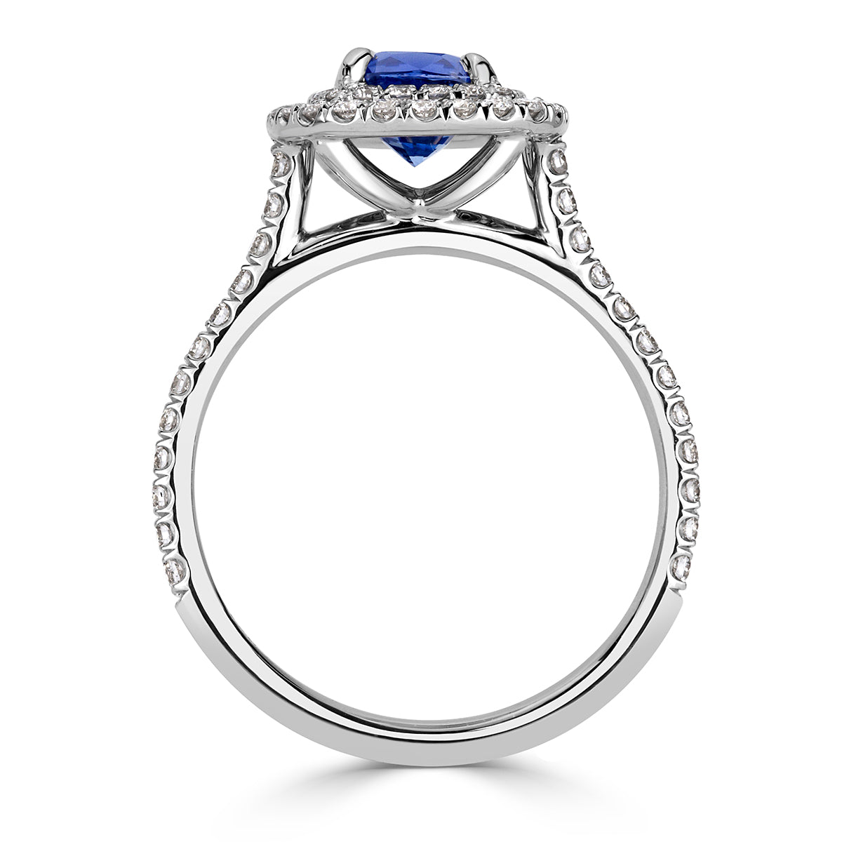 1.78ct Cushion Cut Sapphire and Diamond Engagement Ring