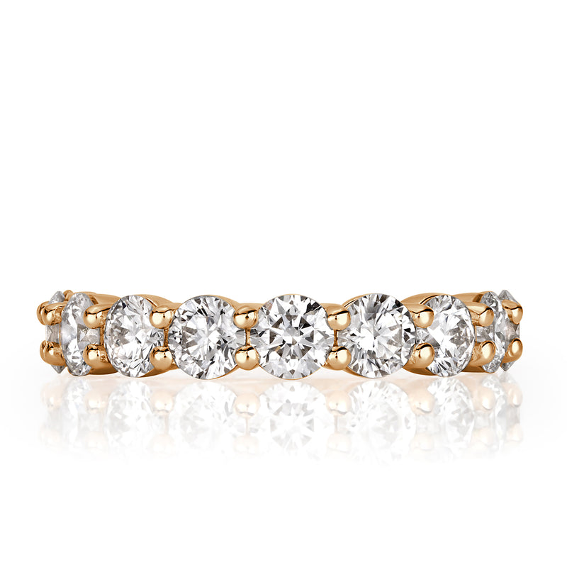 2.00ct Round Brilliant Cut Diamond Wedding Band in 18k Champagne Yellow Gold