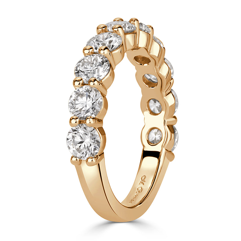 2.00ct Round Brilliant Cut Diamond Wedding Band in 18k Champagne Yellow Gold