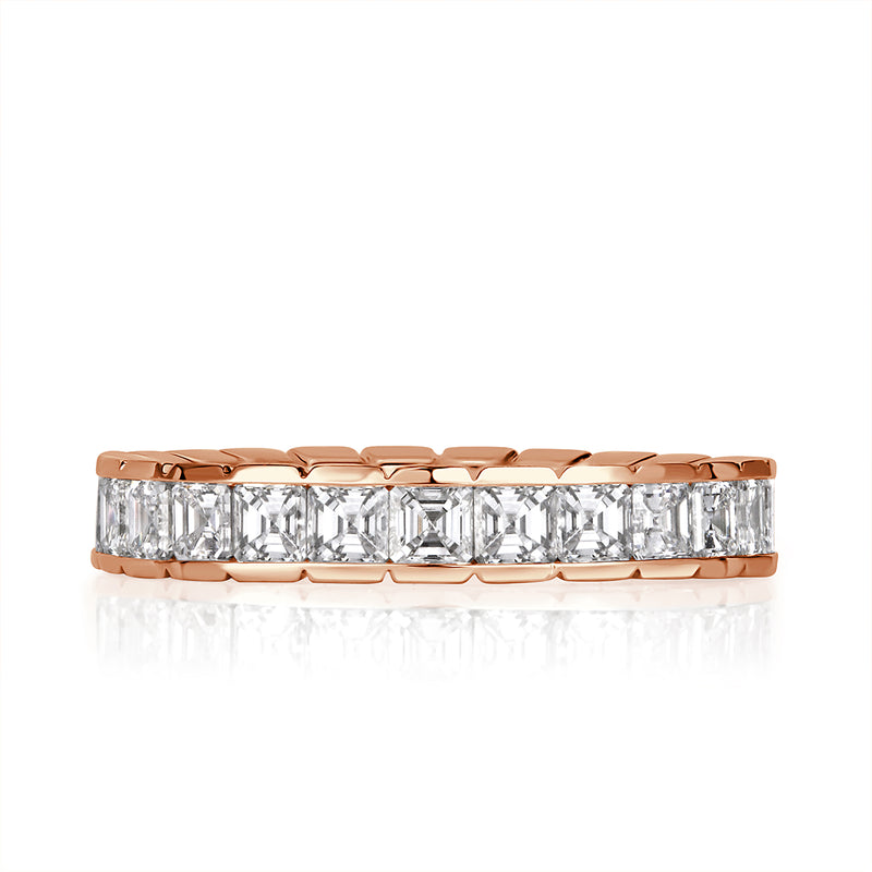 2.20ct Asscher Cut Diamond Eternity Band in 18k Rose Gold