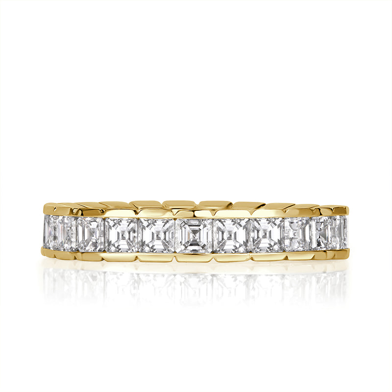 2.20ct Asscher Cut Diamond Eternity Band in 18k Yellow Gold