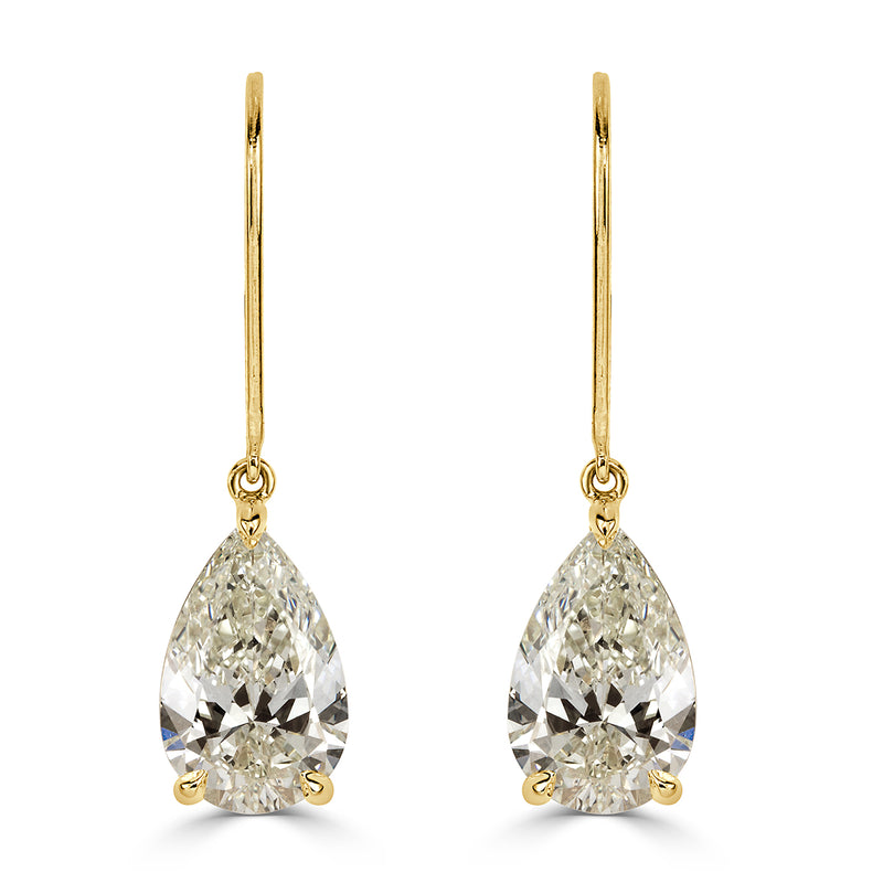 4.02ct Pear Shape Diamond Dangle Earrings