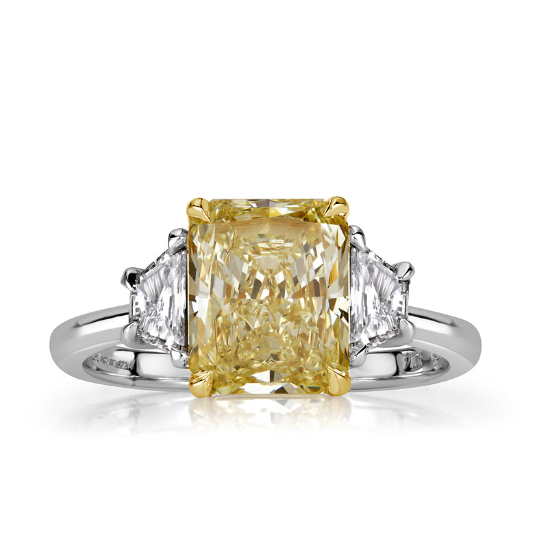 3.04ct Fancy Light Yellow Radiant Cut Diamond Engagement Ring