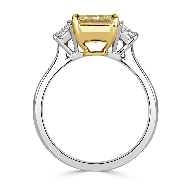 3.04ct Fancy Light Yellow Radiant Cut Diamond Engagement Ring