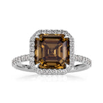 4.35ct Fancy Light Brown Asscher Cut Diamond Engagement Ring
