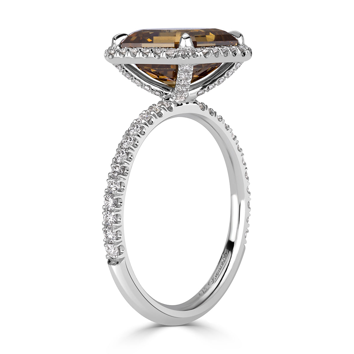 4.35ct Fancy Brown Asscher Cut Diamond Engagement Ring