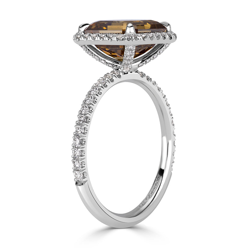 4.35ct Fancy Brown Asscher Cut Diamond Engagement Ring