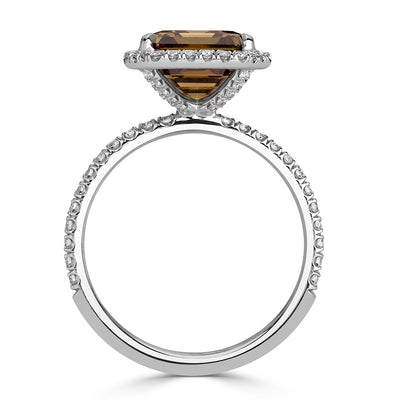 4.35ct Fancy Light Brown Asscher Cut Diamond Engagement Ring
