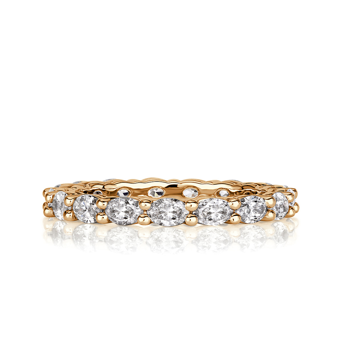 1.50ct Oval Cut Diamond Eternity Band in 18k Champagne Yellow Gold