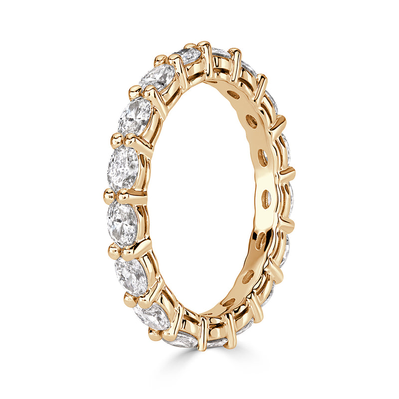 1.50ct Oval Cut Diamond Eternity Band in 18k Champagne Yellow Gold