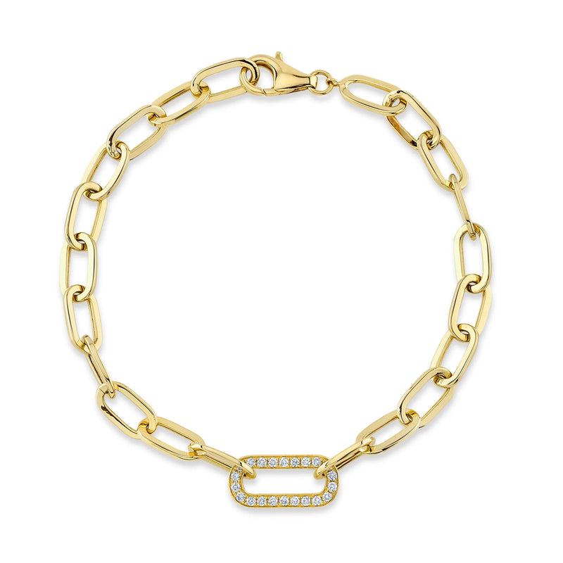0.20ct Round Cut Diamond Paper Clip Chain Bracelet in 14k Yellow Gold