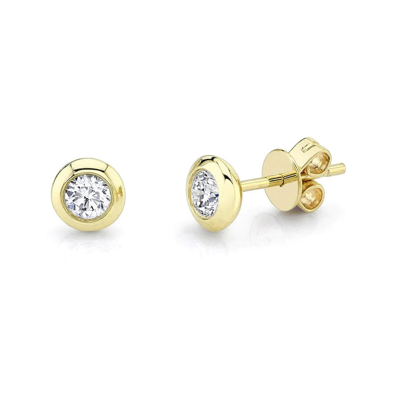 0.40ct Round Brilliant Cut Diamond Bezel Stud Earrings in 14k Yellow Gold