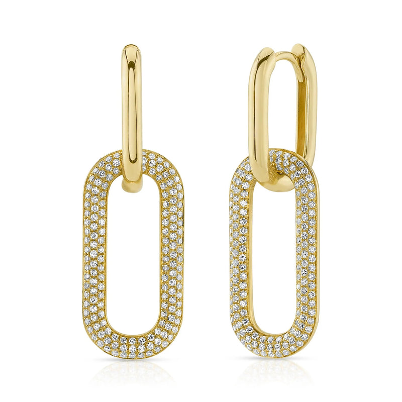 0.71ct Round Cut Diamond Link Earring in 14k Yellow Gold