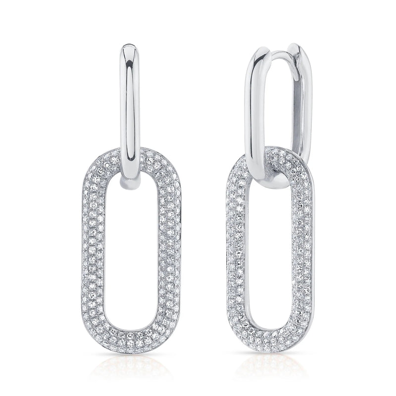 0.71ct Round Cut Diamond Link Earring in 14k White Gold