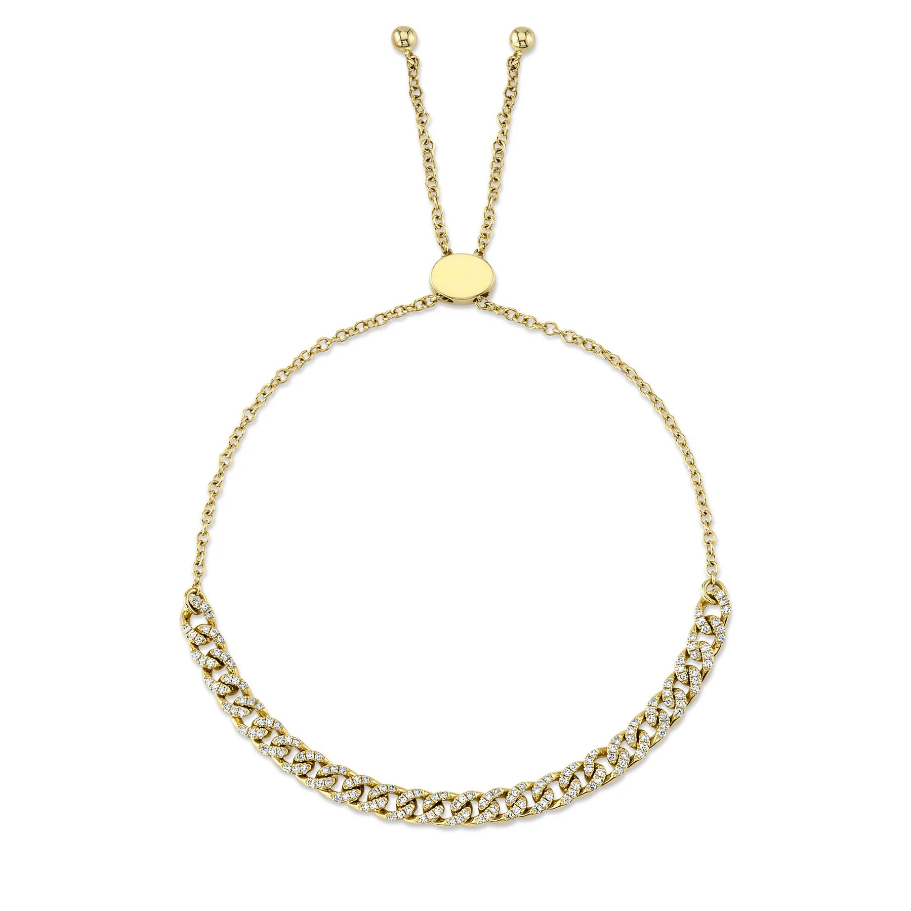 0.36ct Round Cut Diamond Cuban Chain Bracelet in 14k Yellow Gold