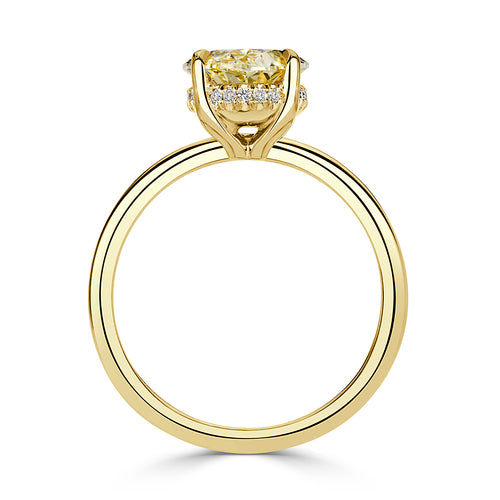 3.10ct Fancy Light Yellow Oval Cut Diamond Engagement Ring