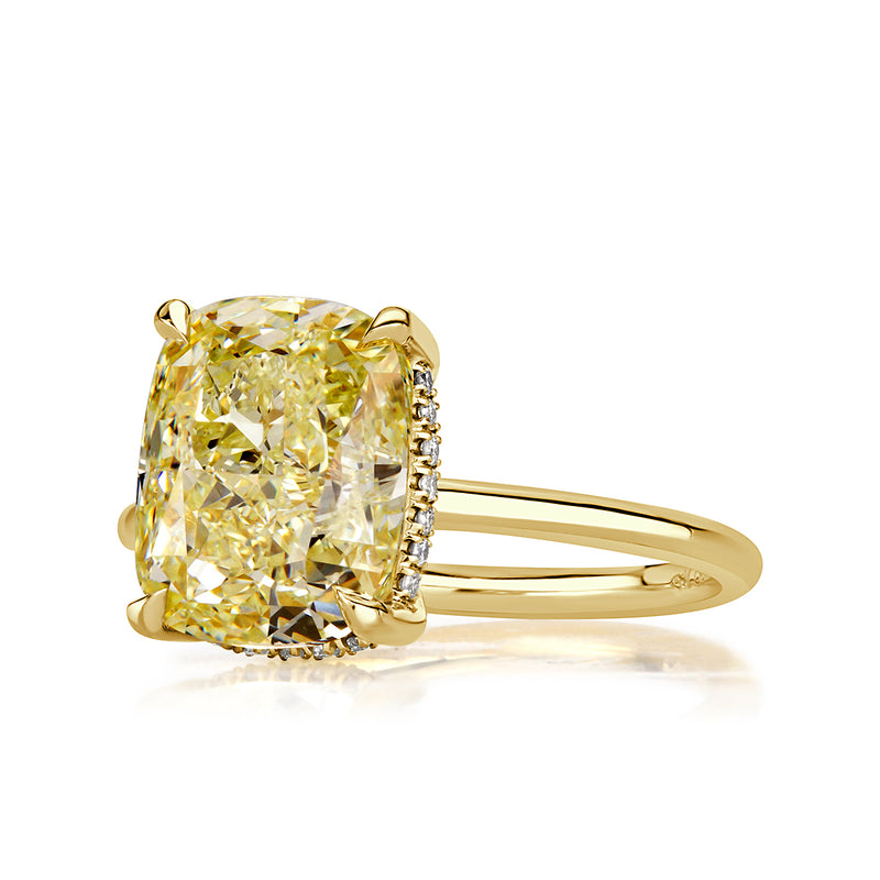 5.11ct Fancy Light Yellow Cushion Cut Diamond Engagement Ring