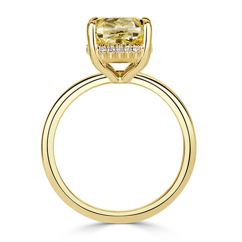 5.11ct Fancy Light Yellow Cushion Cut Diamond Engagement Ring