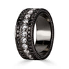 3.87ct Round Cut White and Black Diamond Men's Wedding Band in 18k Black Gold