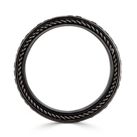 3.87ct Round Cut White and Black Diamond Men's Wedding Band in 18k Black Gold