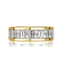 2.00ct Princess and Baguette Cut Diamond Men's Wedding Band in 18k Yellow Gold