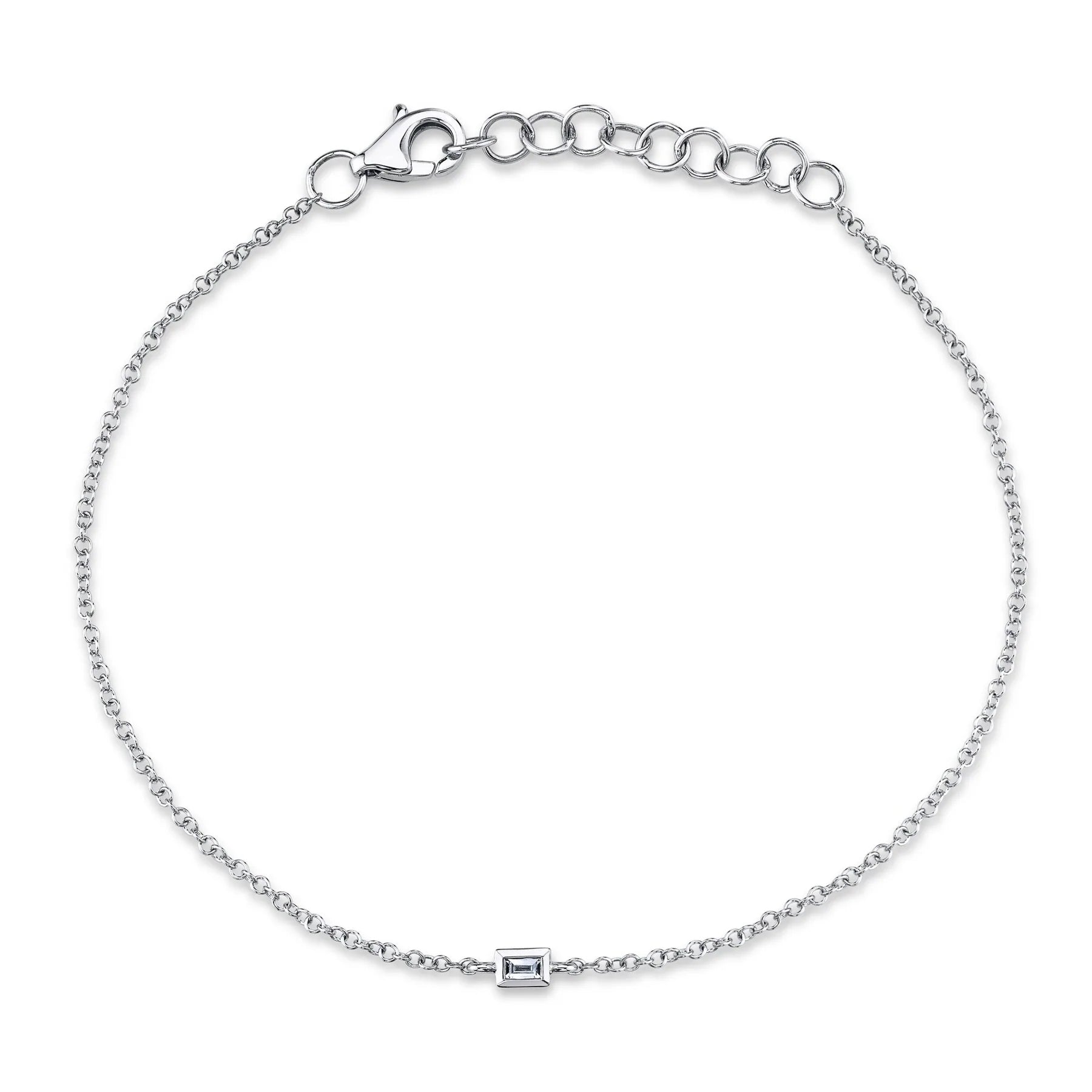 0.03ct Baguette Cut Diamond Bracelet in 14k White Gold