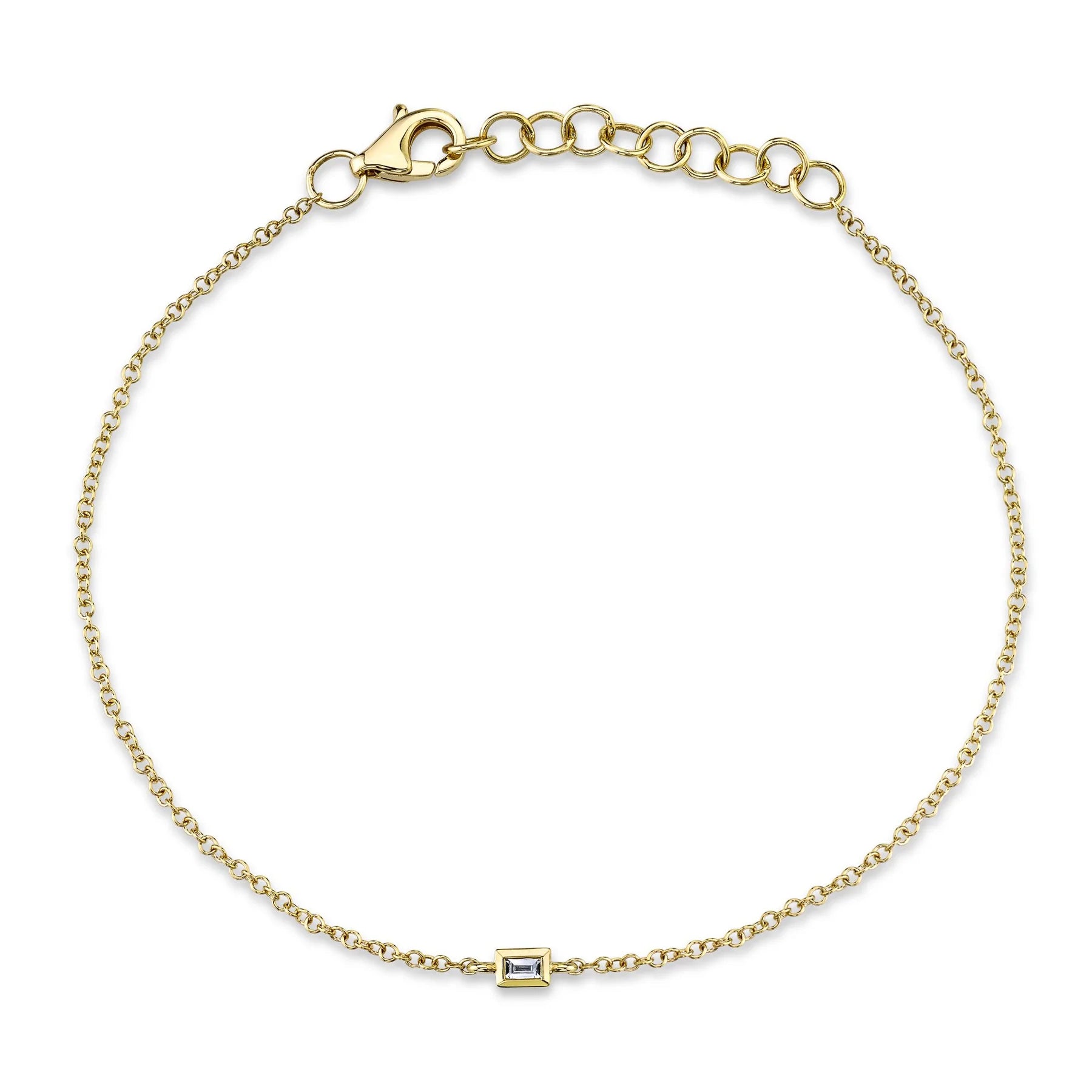 0.03ct Baguette Cut Diamond Bracelet in 14k Yellow Gold