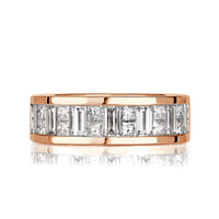2.00ct Princess and Baguette Cut Diamond Men's Wedding Band in 18k Rose Gold
