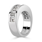 2.00ct Princess and Baguette Cut Diamond Men's Wedding Band in 18k White Gold