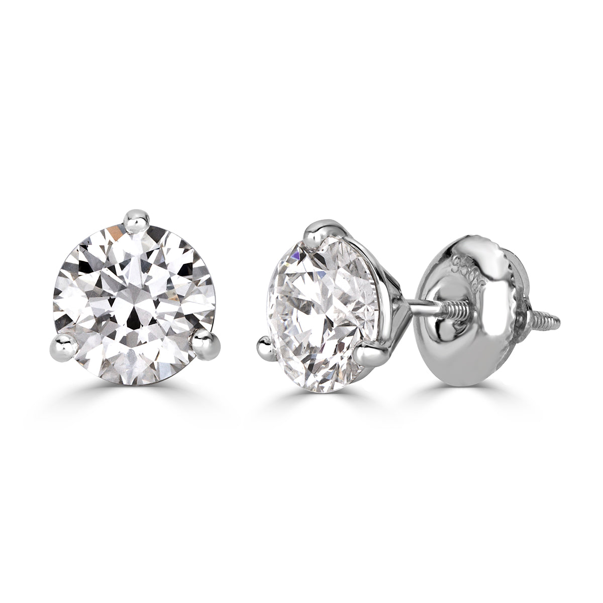 2.00ct Round Brilliant Cut Diamond Stud Earrings in Platinum
