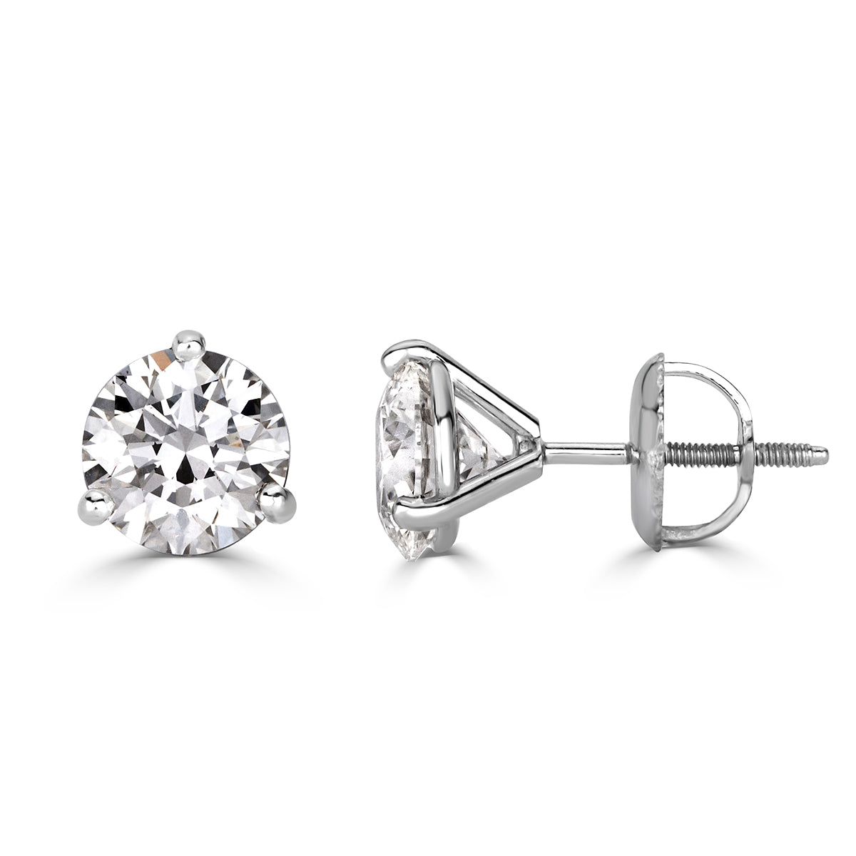 2.00ct Round Brilliant Cut Diamond Stud Earrings in Platinum