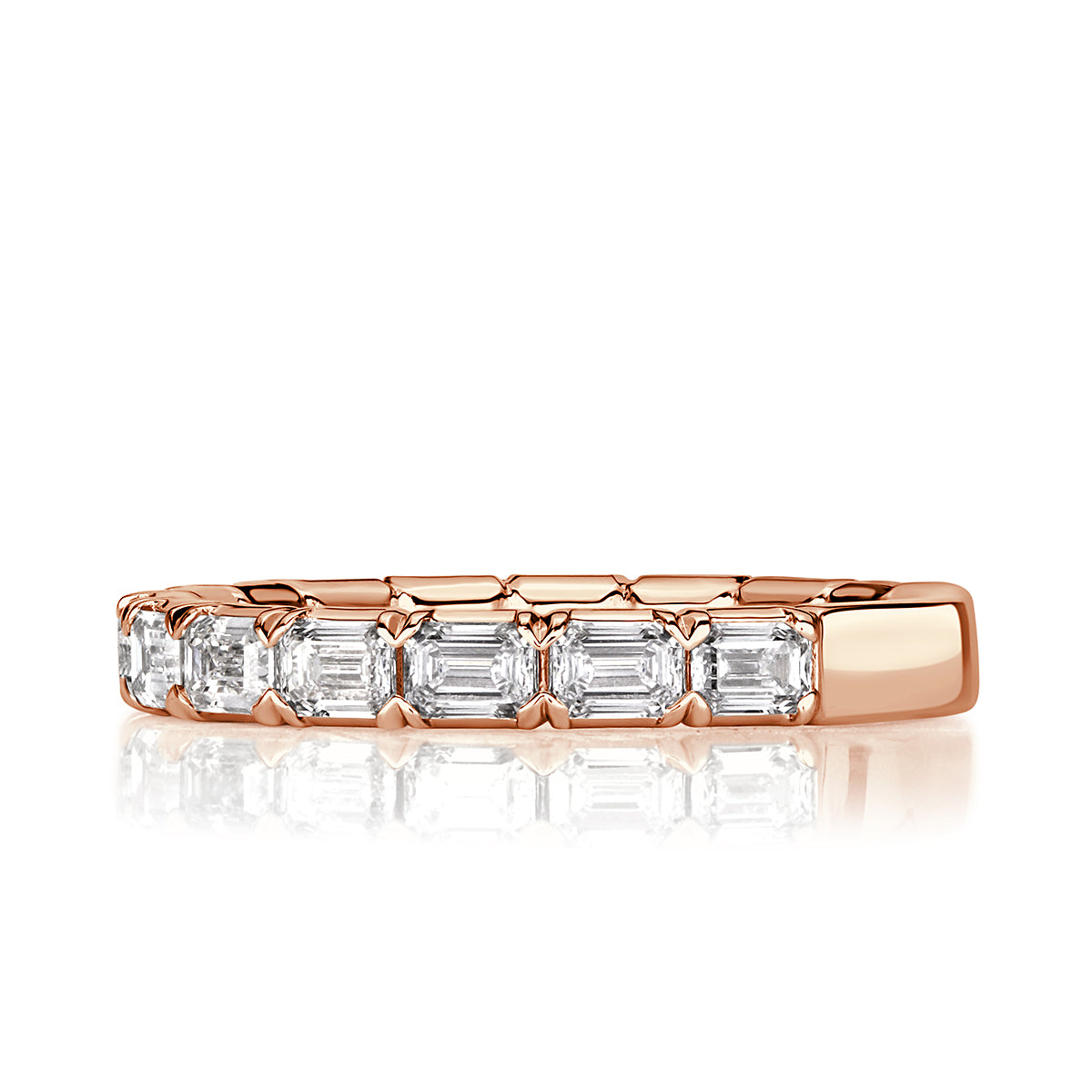 1.50ct Emerald Cut Diamond Wedding Band in 18k Rose Gold