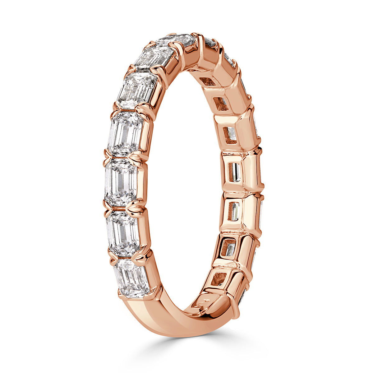 1.50ct Emerald Cut Diamond Wedding Band in 18k Rose Gold