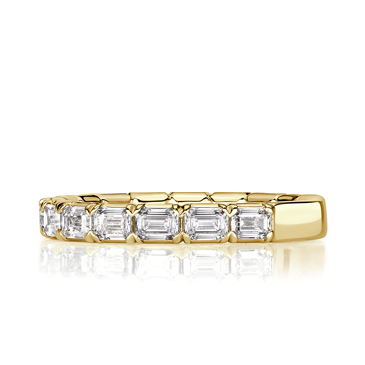 1.50ct Emerald Cut Diamond Wedding Band in 18k Yellow Gold