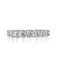 3.40ct Cushion Cut Diamond Eternity Band in 18k White Gold