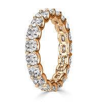 3.40ct Cushion Cut Diamond Eternity Band in 18k Champagne Yellow Gold