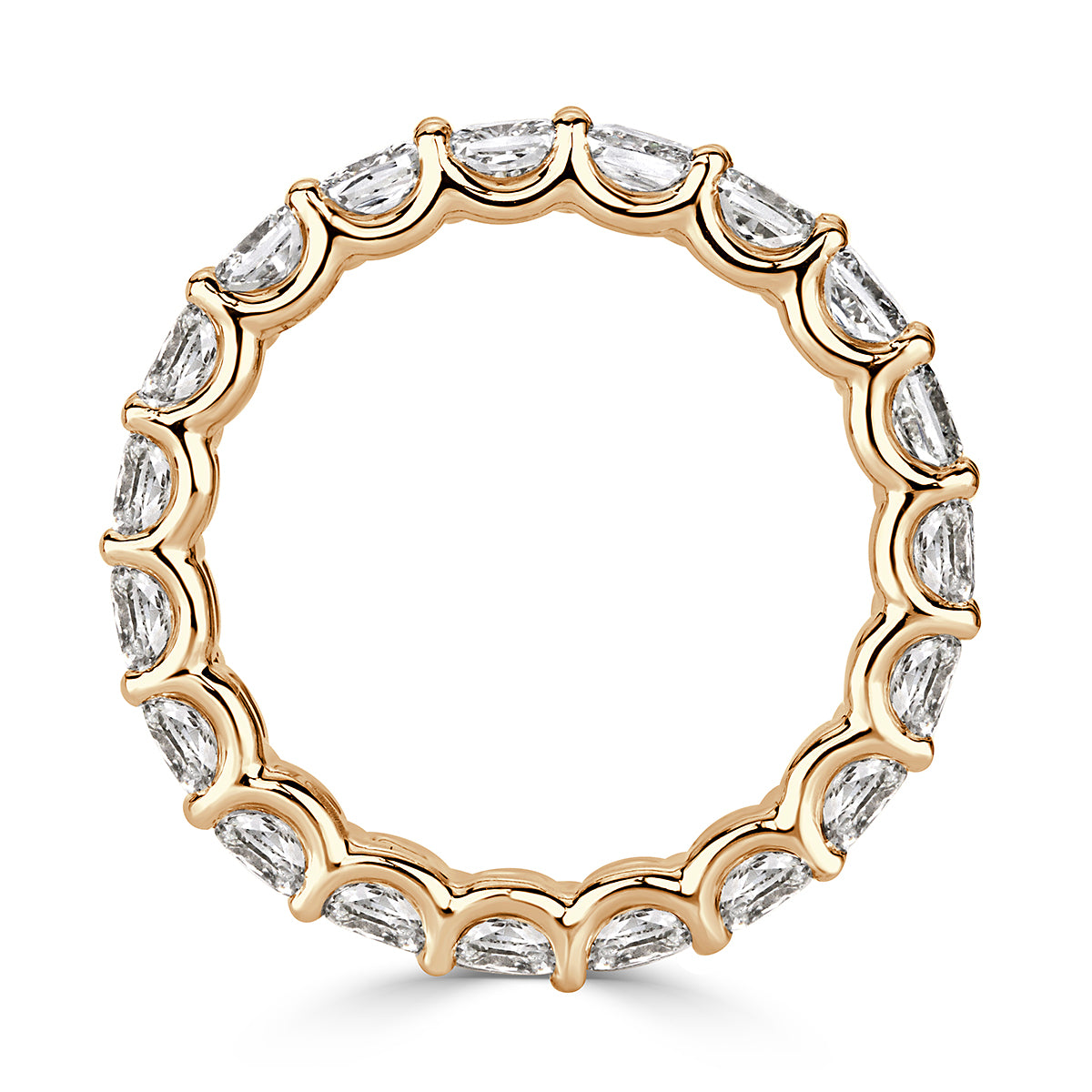 3.40ct Cushion Cut Diamond Eternity Band in 18k Champagne Yellow Gold