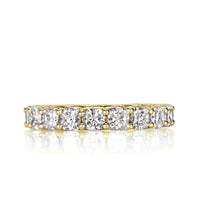 3.40ct Cushion Cut Diamond Eternity Band in 18k Yellow Gold