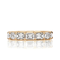 2.54ct Emerald Cut Diamond Eternity Band in 18k Champagne Yellow Gold