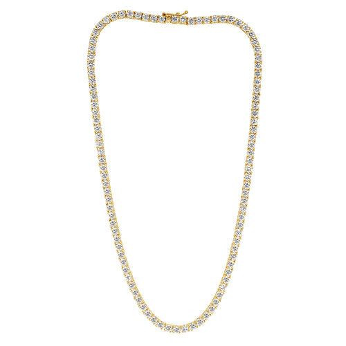 13.20ct Round Brilliant Cut Diamond Tennis Necklace in 14k Yellow Gold at 16.25'