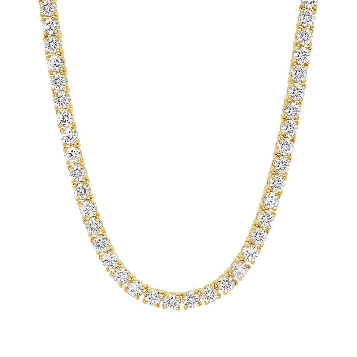 13.20ct Round Brilliant Cut Diamond Tennis Necklace in 14k Yellow Gold