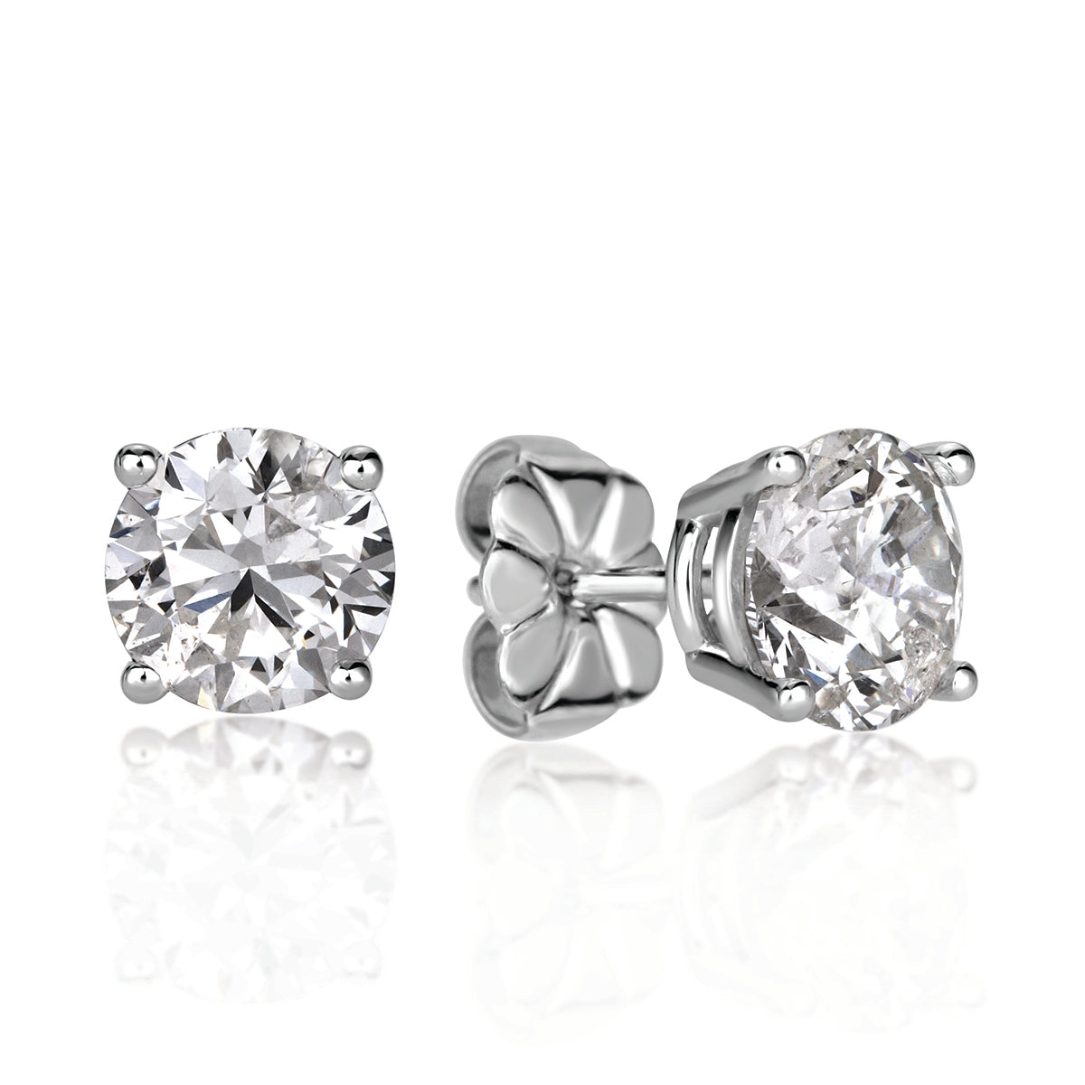 2.00ct Round Brilliant Cut Diamond Stud Earrings