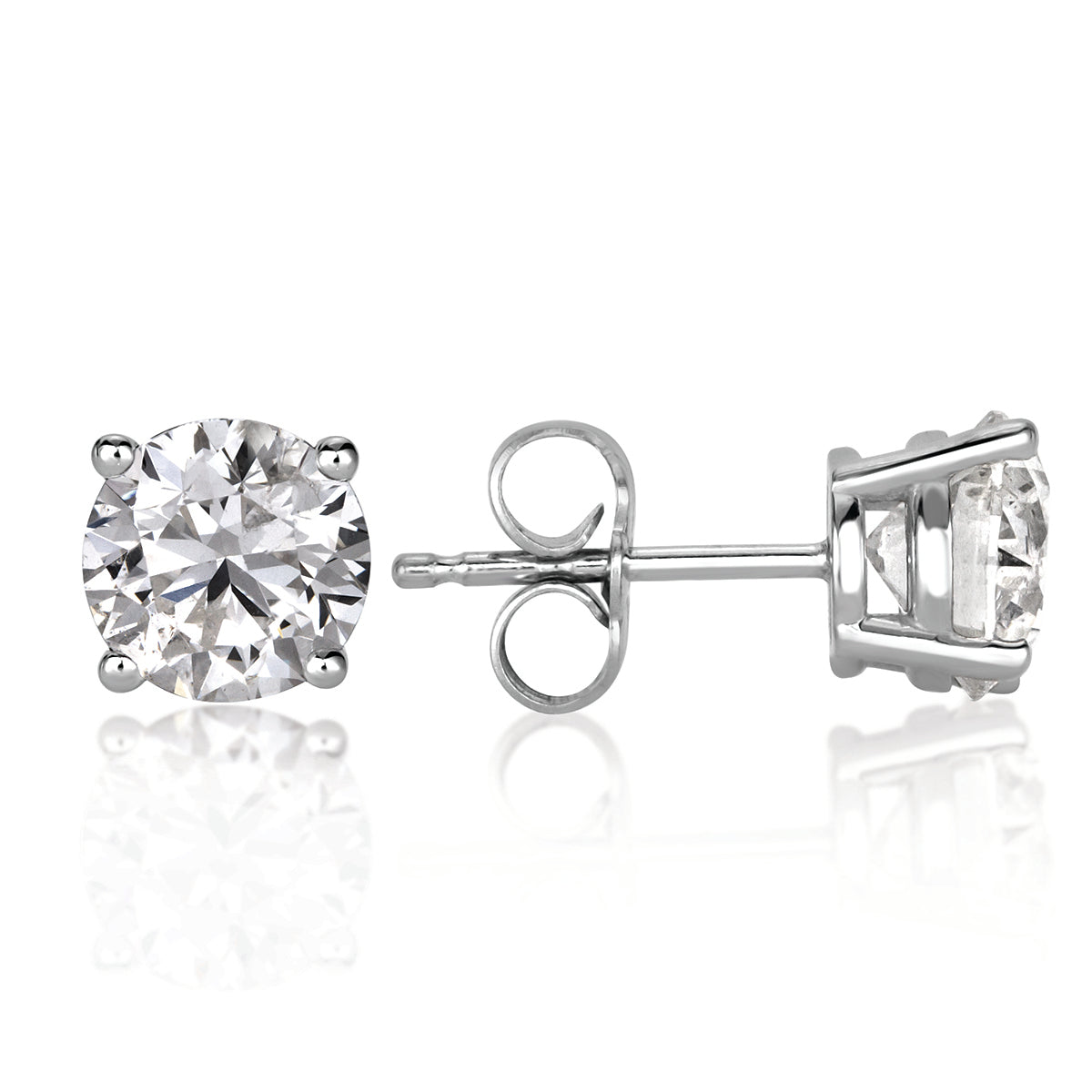 2.00ct Round Brilliant Cut Diamond Stud Earrings